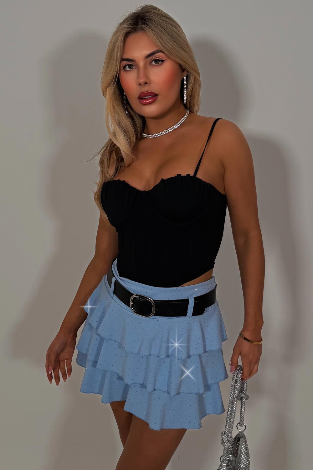 ruffle frilly skort with diamante rhinestones styledup fashion