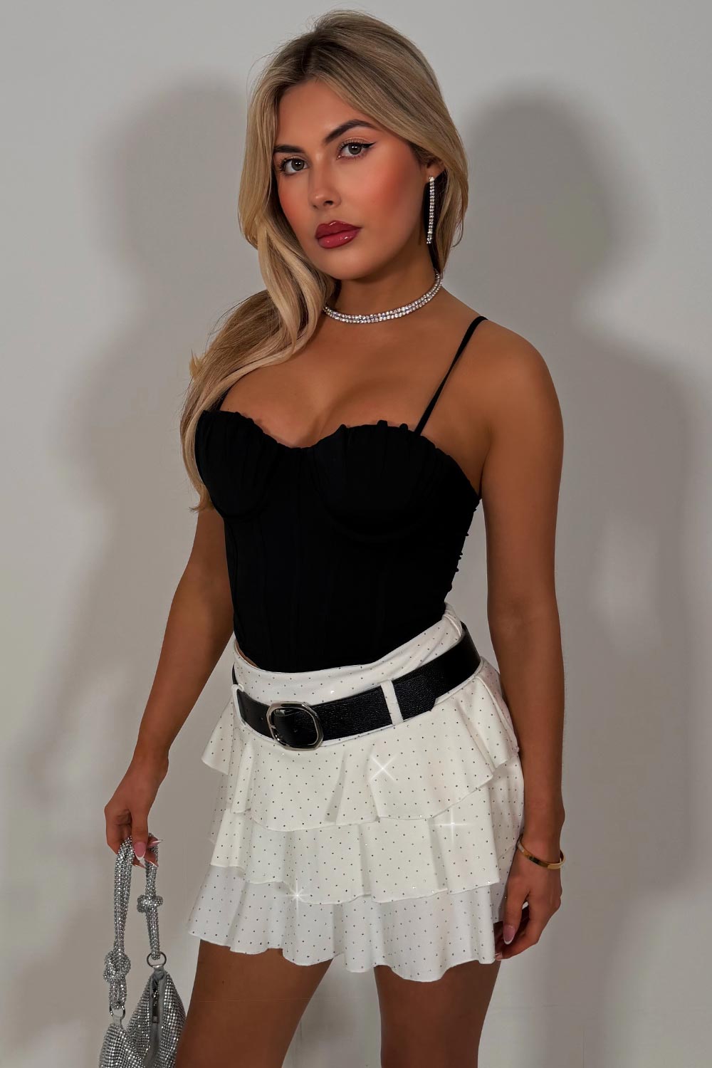 ruffle frilly skort with diamante rhinestones styledup fashion