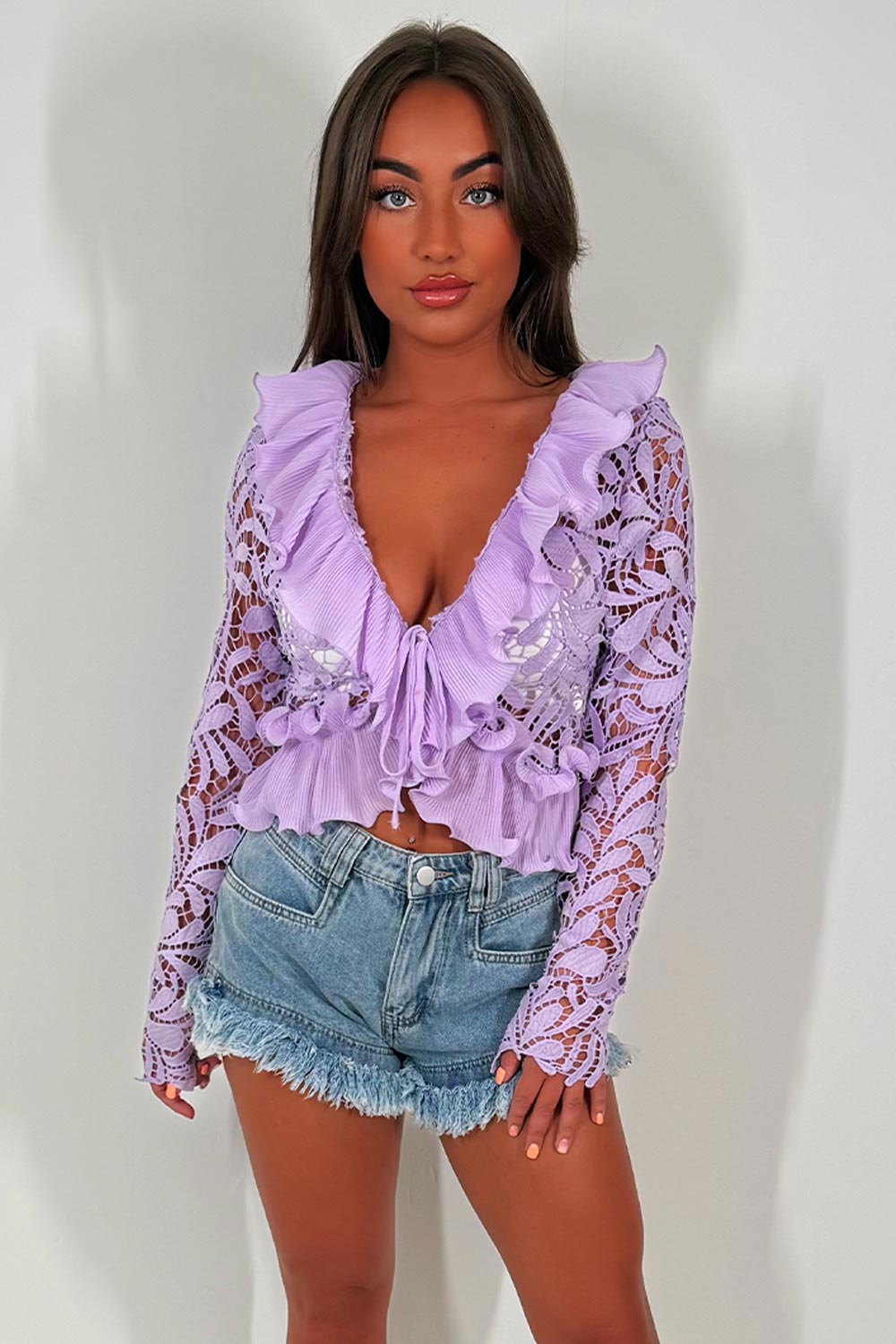 ruffle frill hem cardigan top