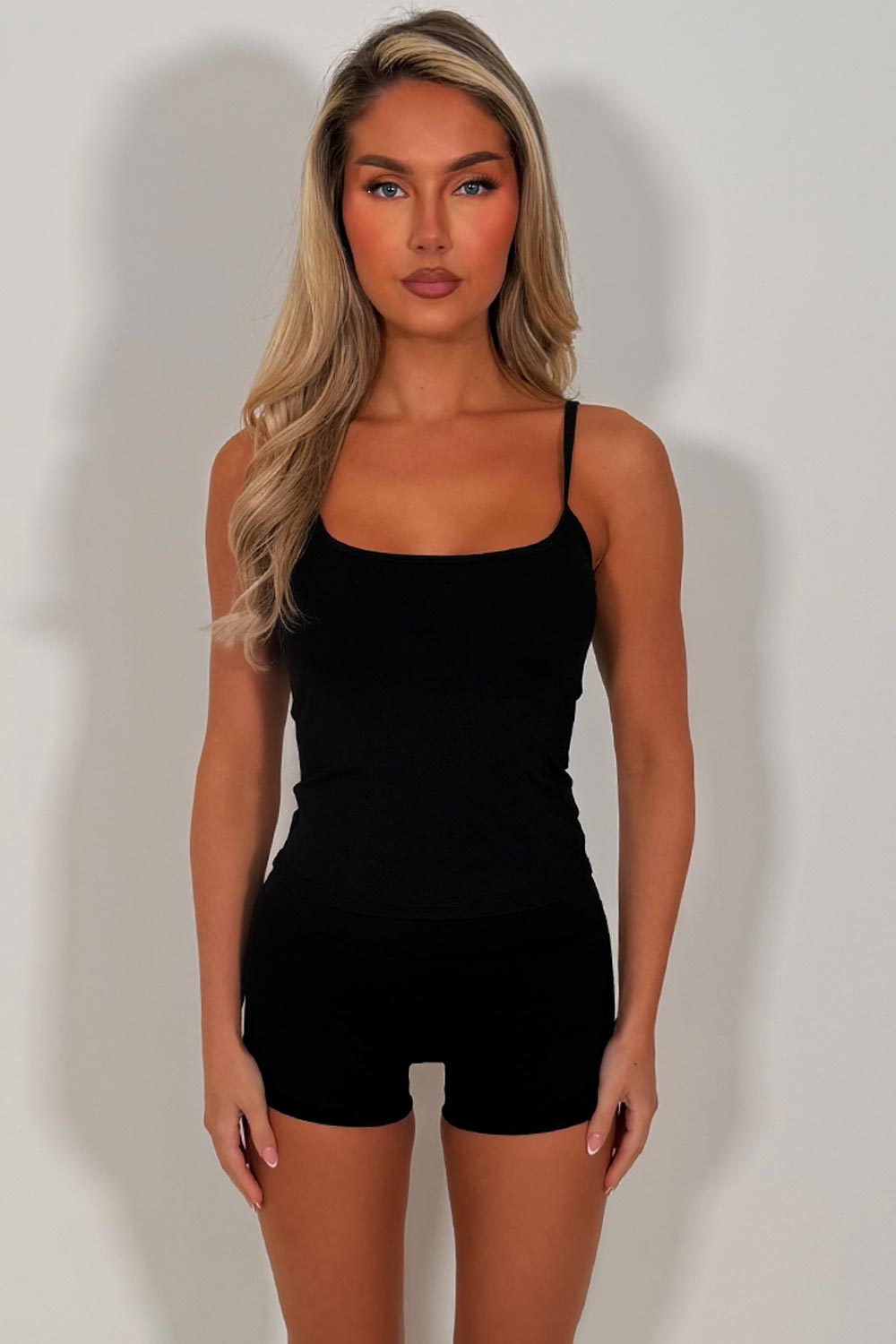 alo yoga shorts and tank top two piece matching set activewear for yoga pilates styledup uk sale