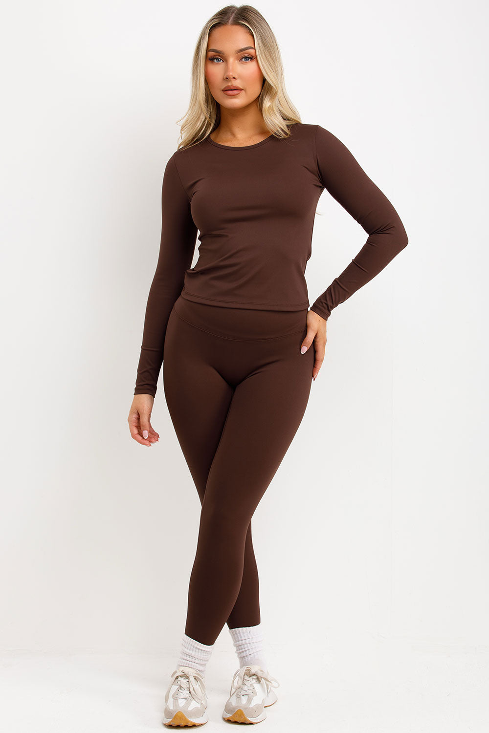 lululemon long sleeve top and seamless leggings two piece co ord set womens uk