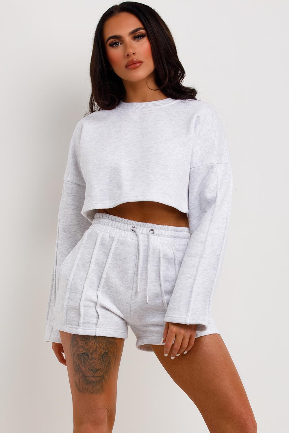 womens shorts and jumper tracksuit set