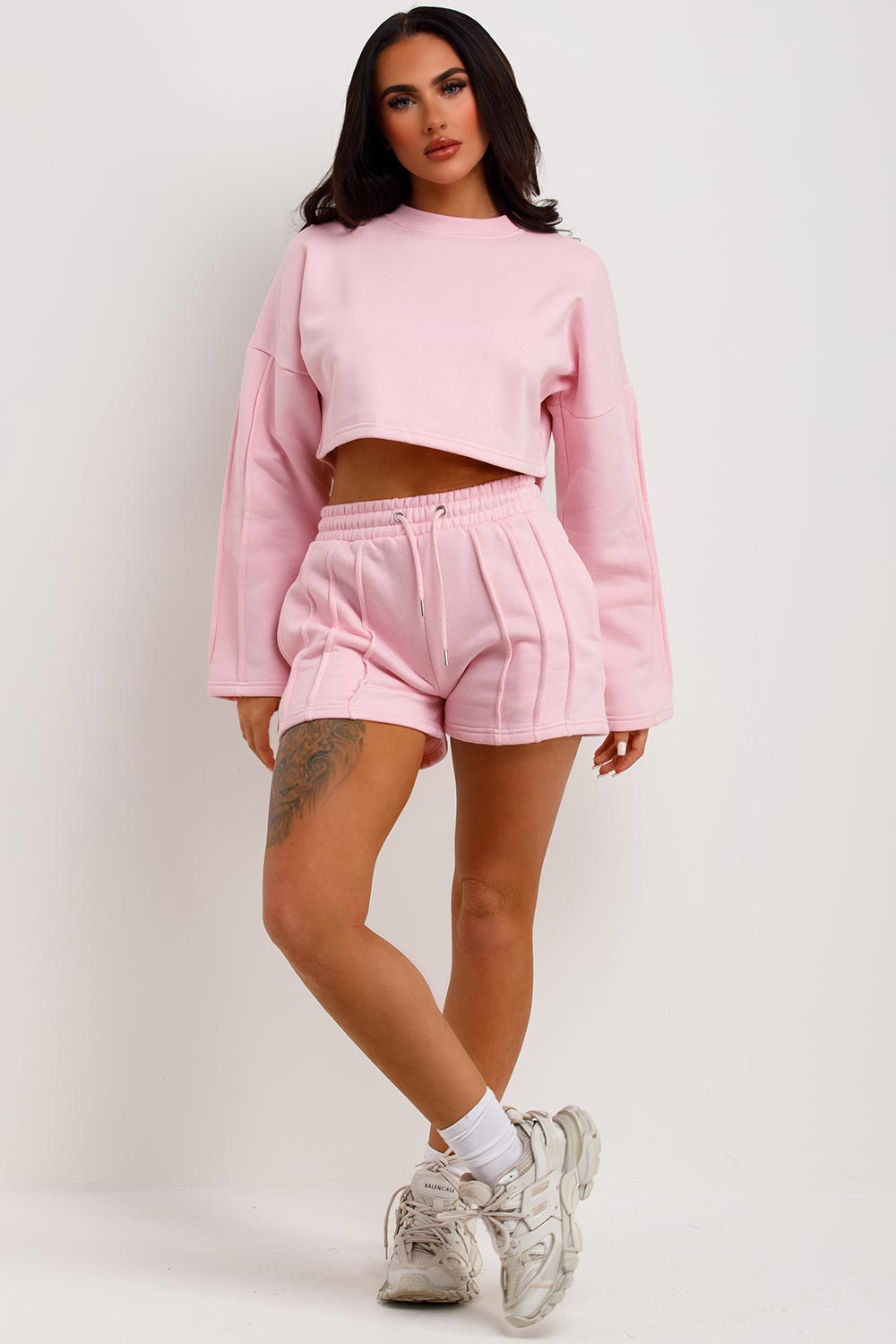 womens shorts and jumper tracksuit set