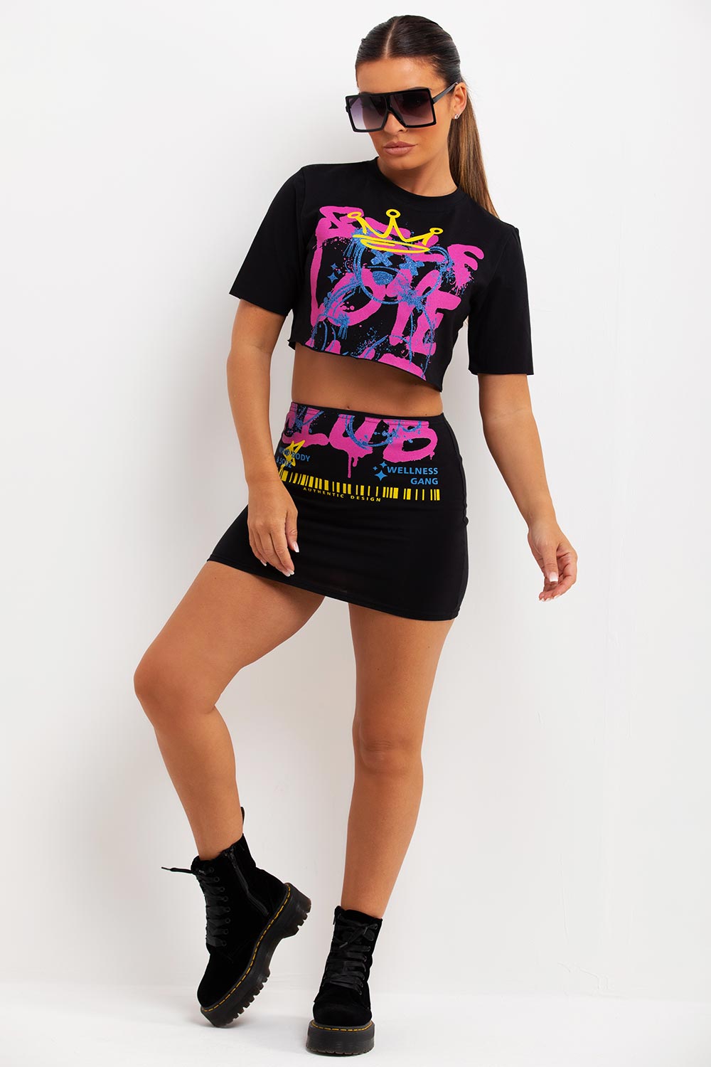 crop t shirt and mini bodycon skirt co ord wireless festival outfit