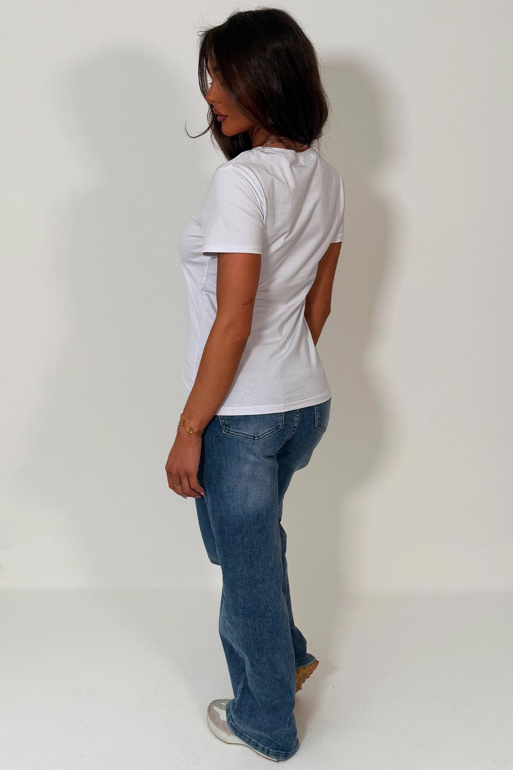 rhinestone diamante bow embellishment t shirt for womens uk sale