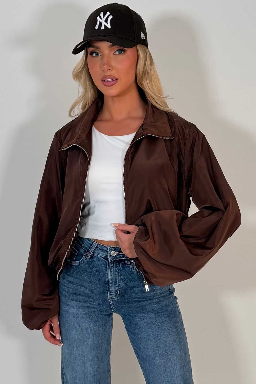 womens long sleeve jacket brown zara uk sale styledup