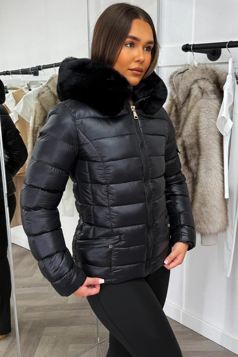 faux fur hood puffer jacket for winter styledup
