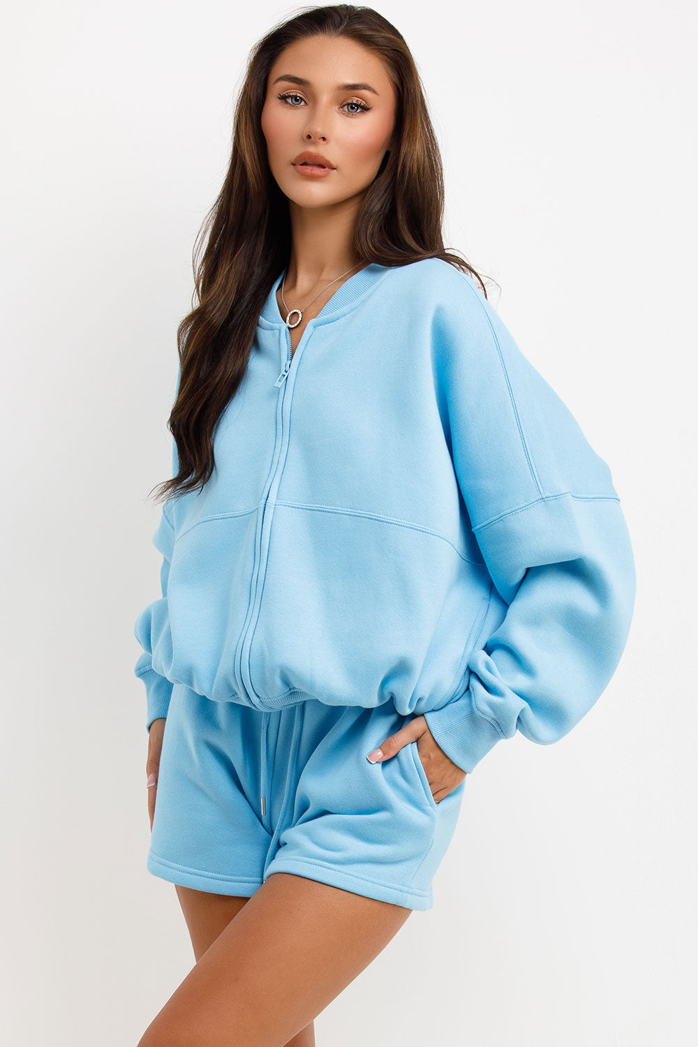 womens zara short tracksuit set airport outfit