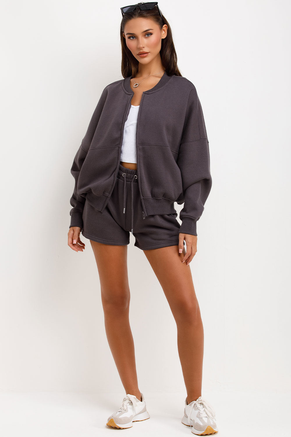 womens zara short tracksuit set airport outfit