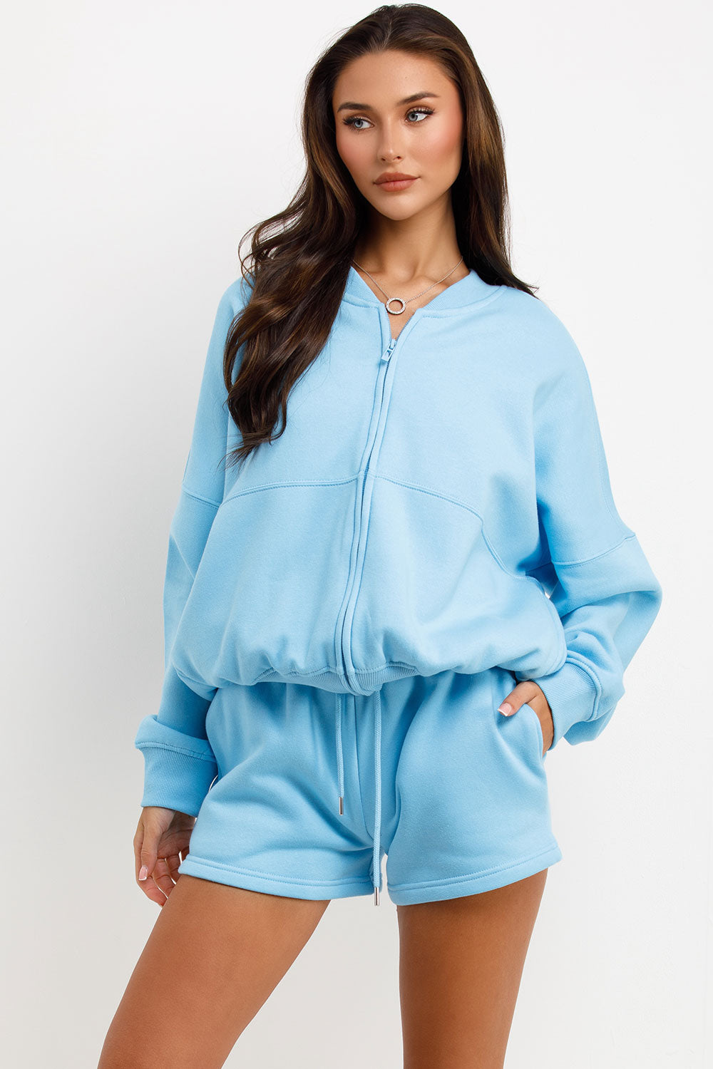 zara womens short tracksuit bomber jacket and short set