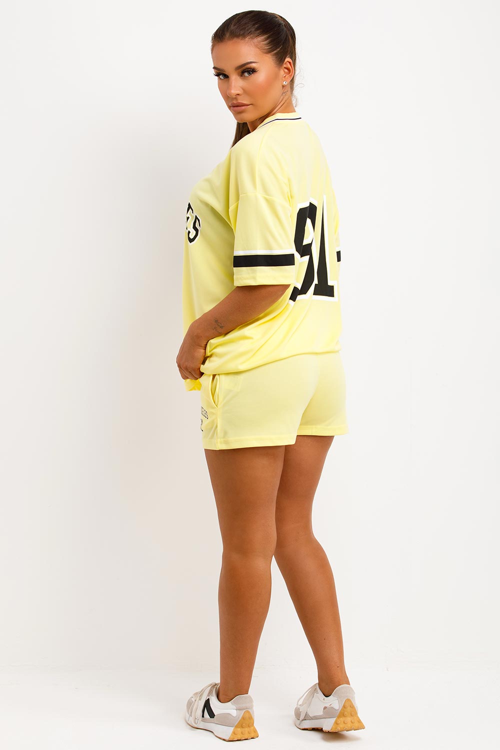 womens shorts and football jersey t shirt co ord set short tracksuit