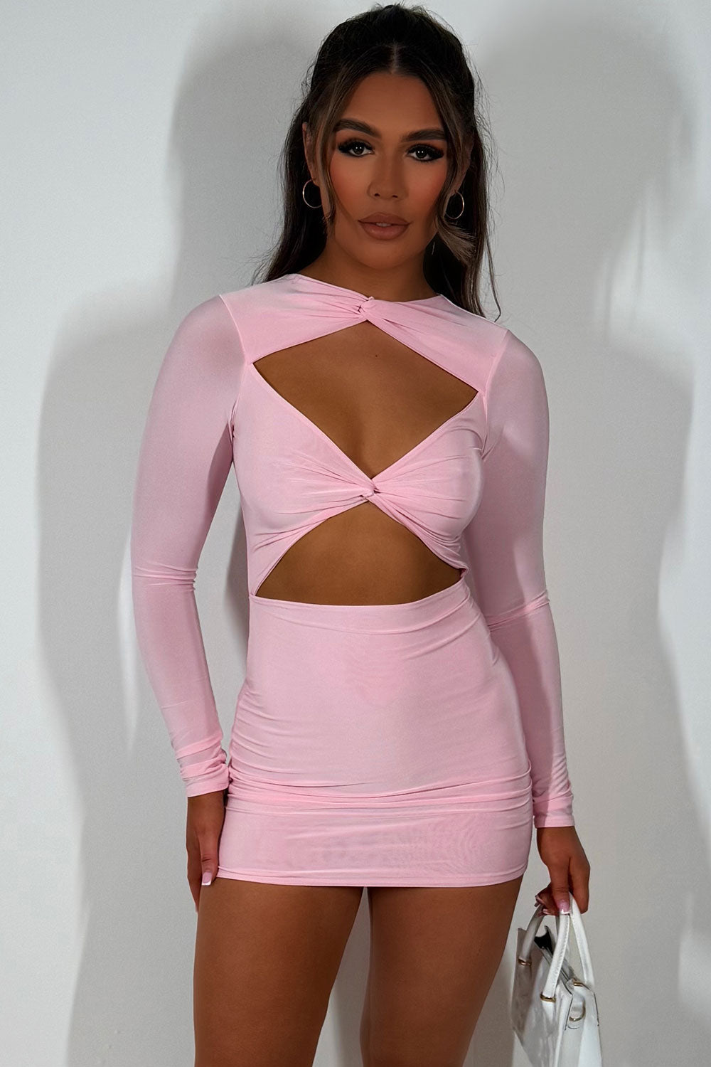 cut out front long sleeve short dress festival holiday outfit styledup fashion