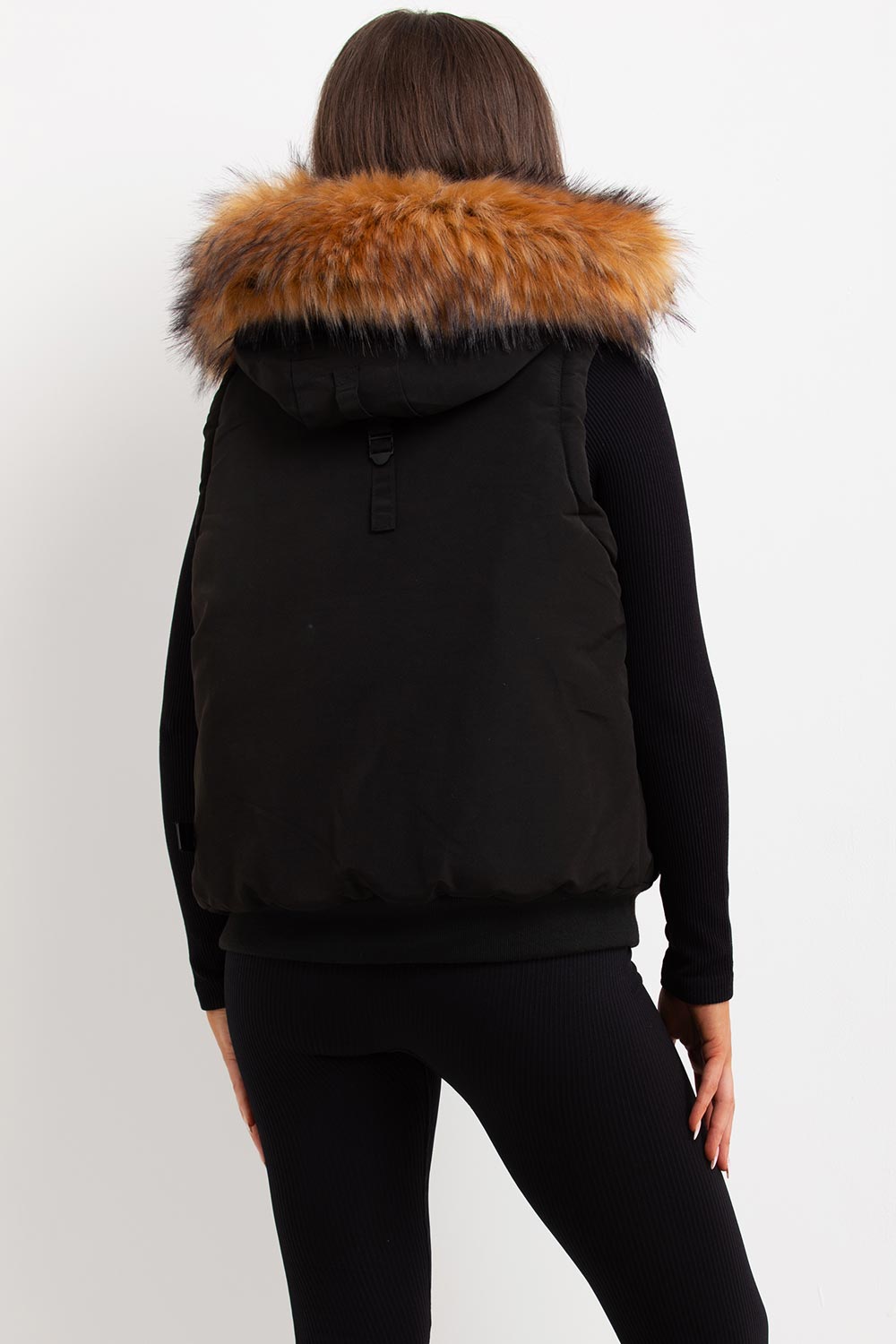short gilet with faux fur hood zavetti canada