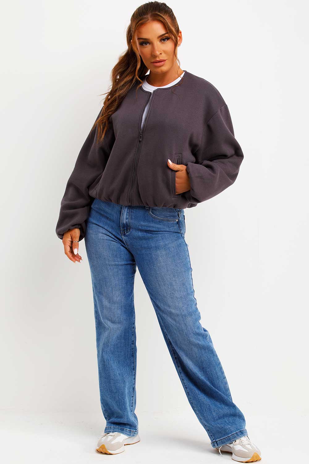 womens bomber jacket with zip zara uk