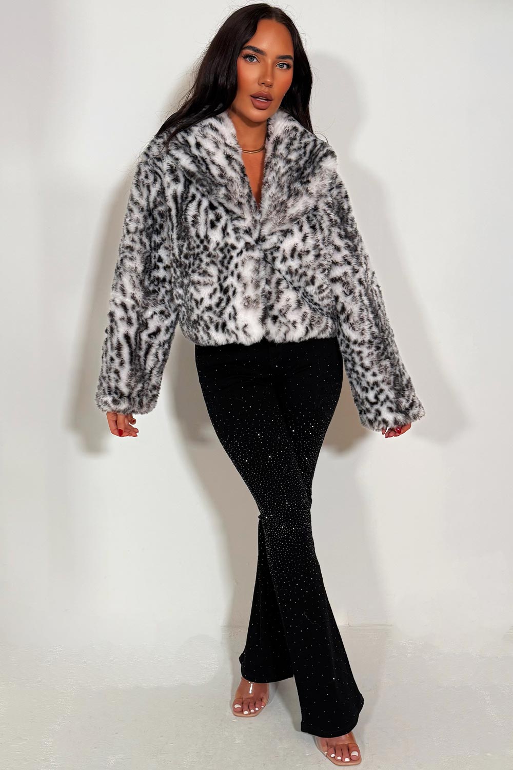 animal print fur jacket womens styled up
