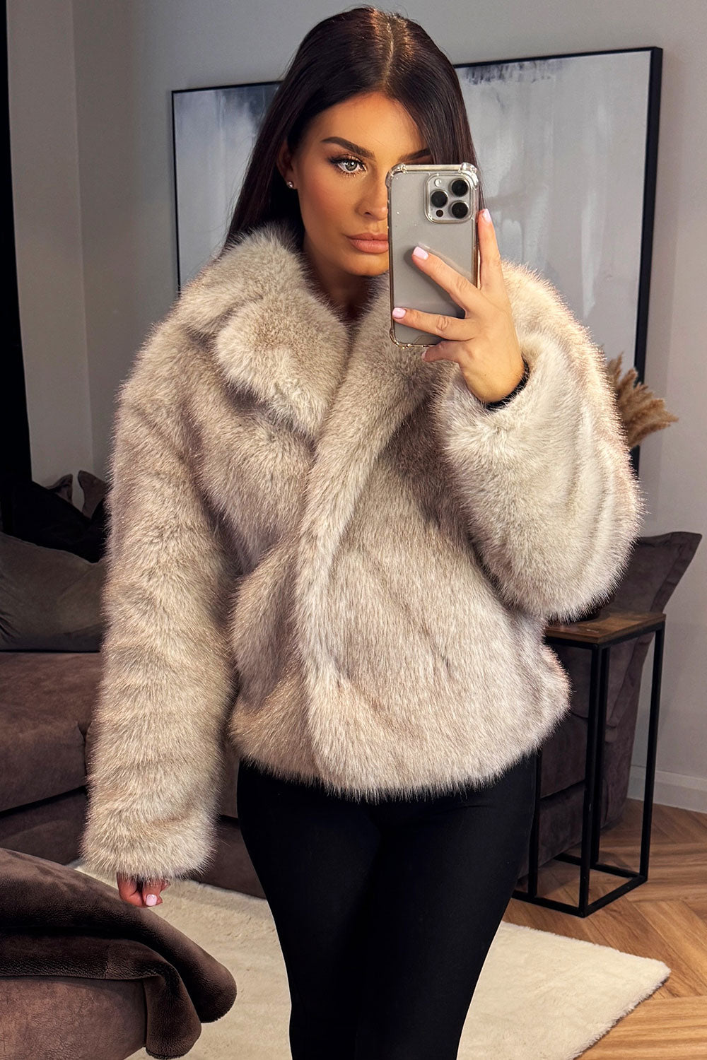 short fur jacket with collars and long sleeves zara uk