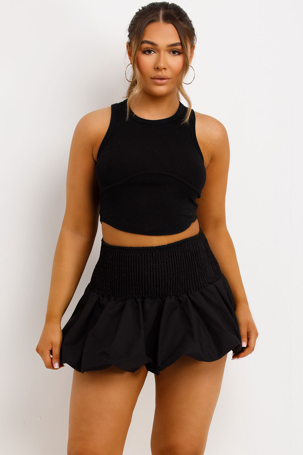 womens puff ball mini balloon skirt festival outfit