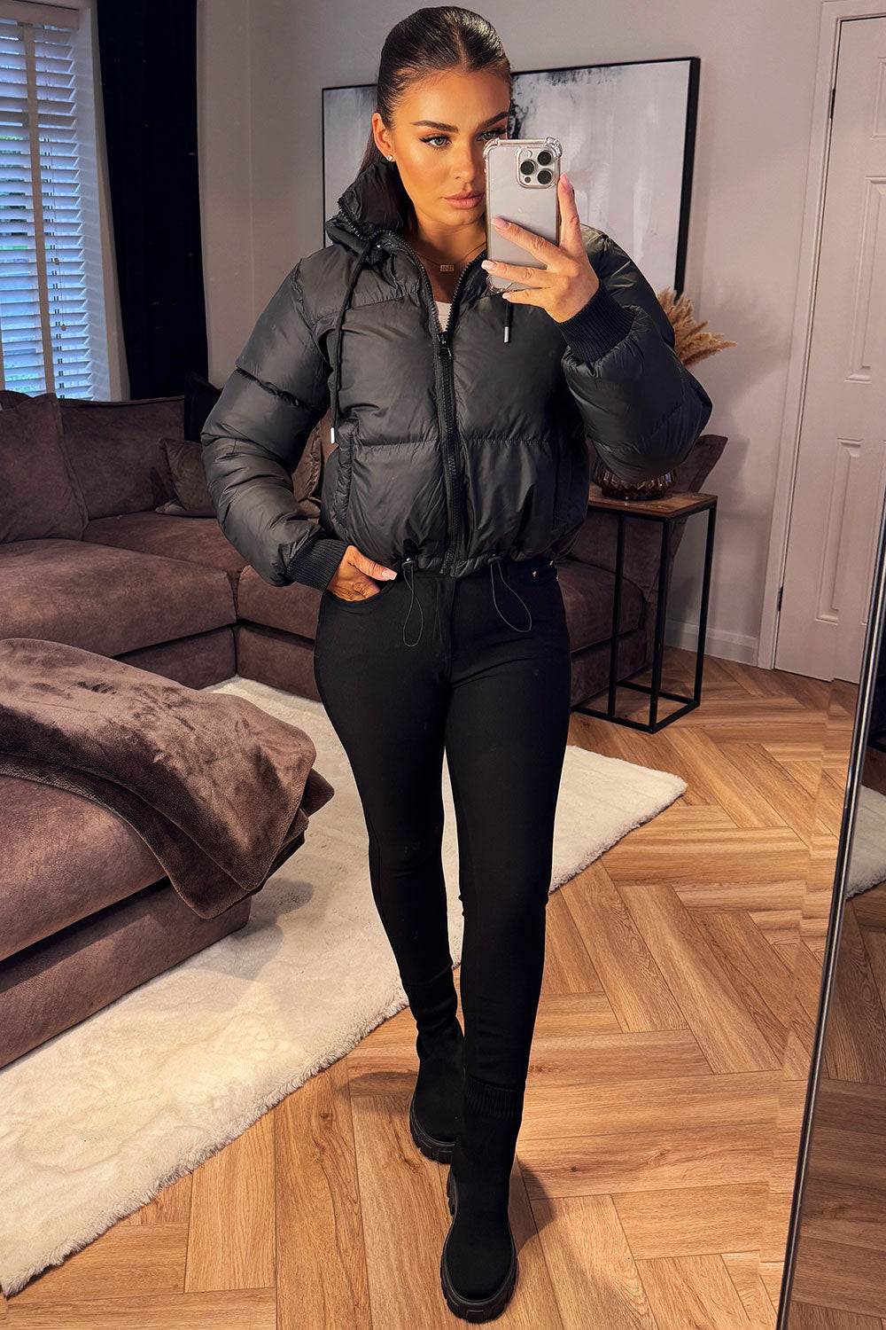 puffer padded jacket with hood styledup