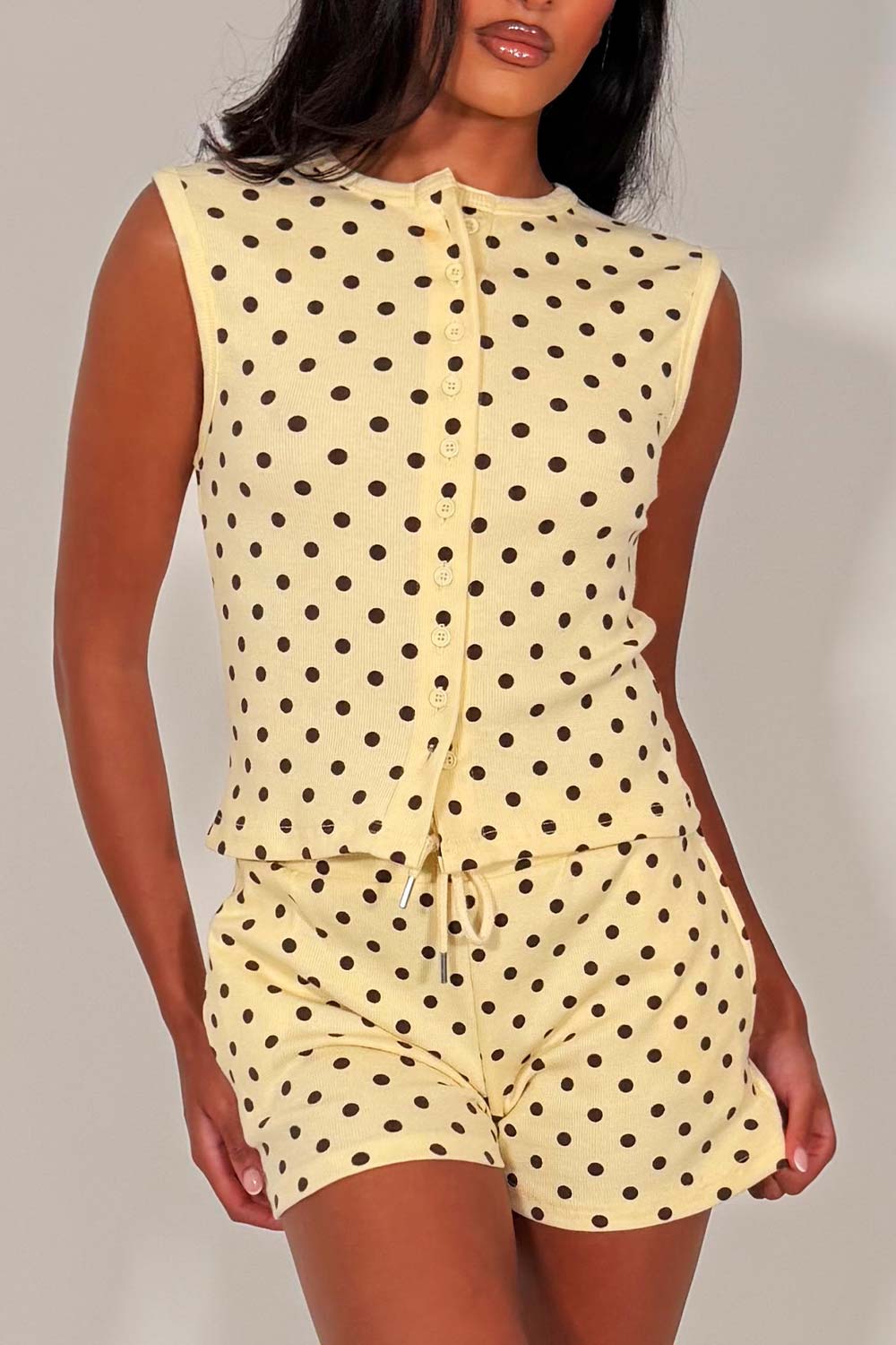 polka dot shorts tracksuit summer holiday lounge set styledup whitefox uk