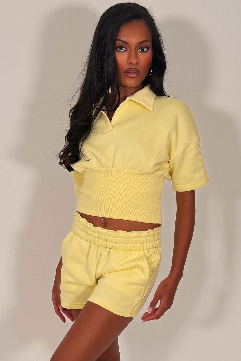 womens short sleeve polo top and shorts tracksuit summer holiday airport outfit styledup uk