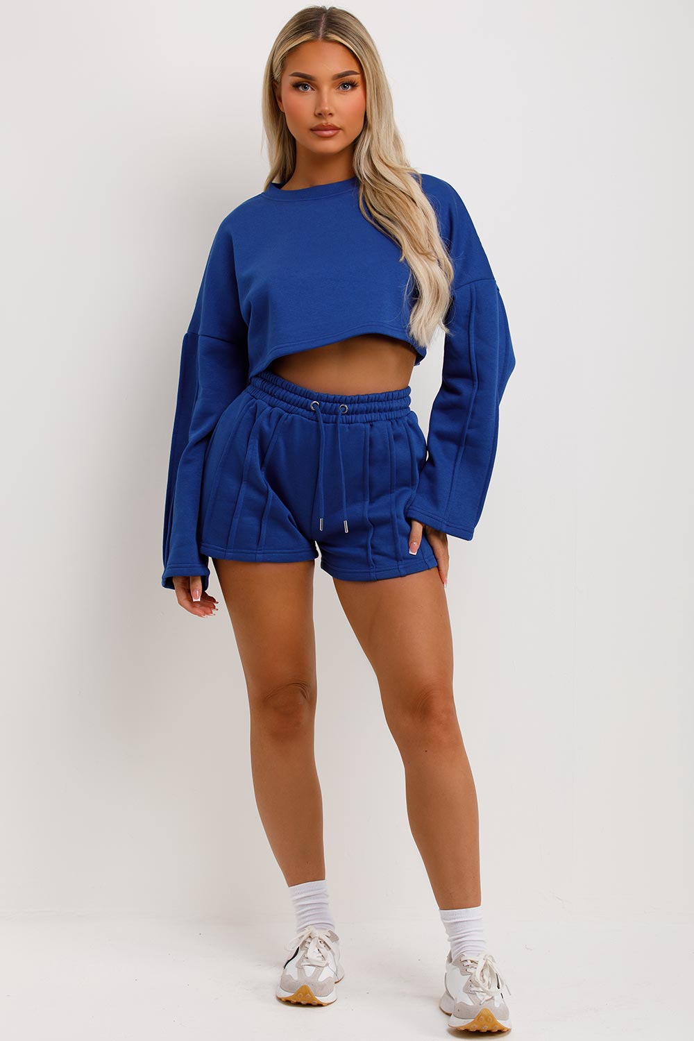 seam detail shorts and crop jumper summer tracksuit womens uk