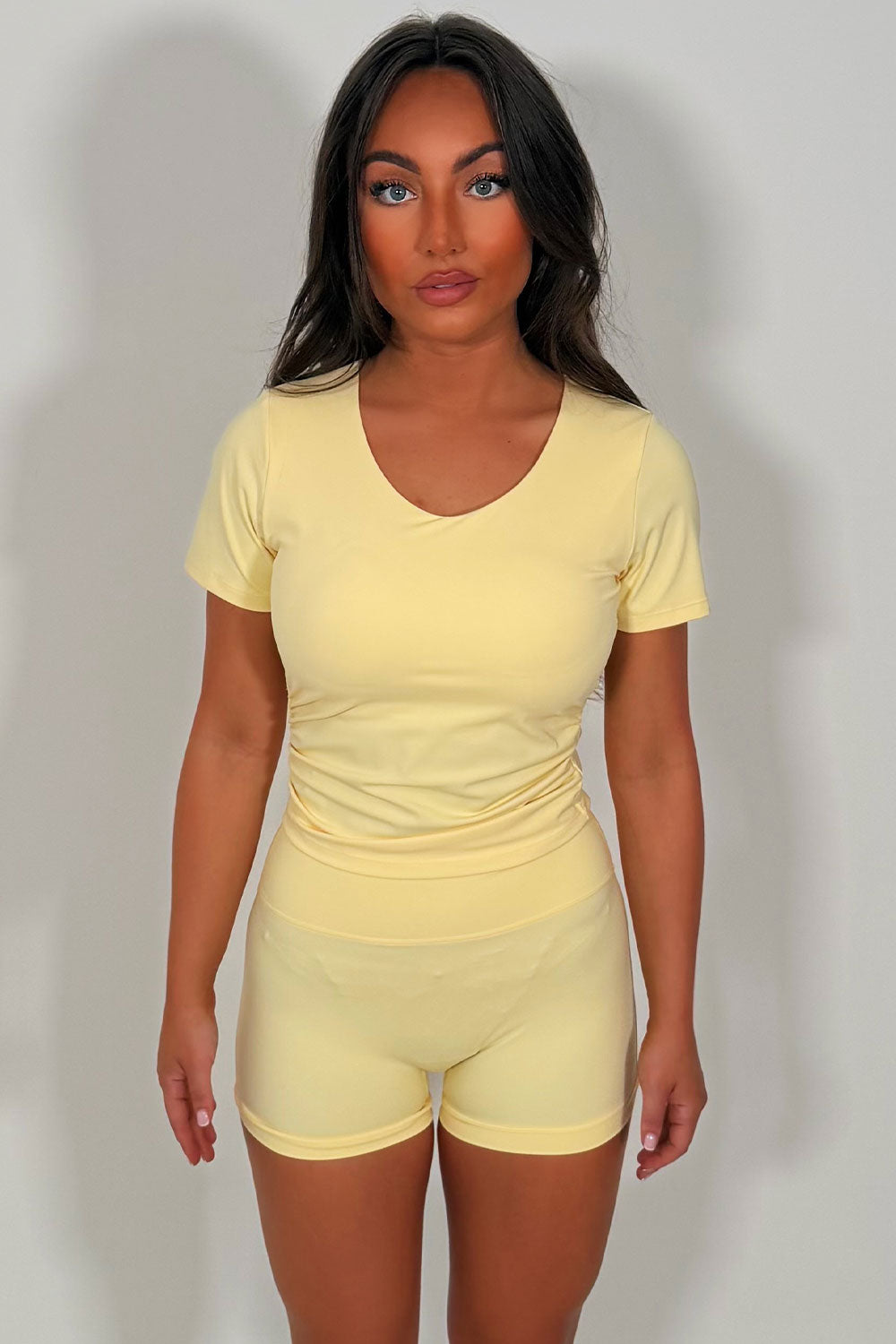 womens gym shorts and crop top co ord set premium quality alo yoga styledup uk