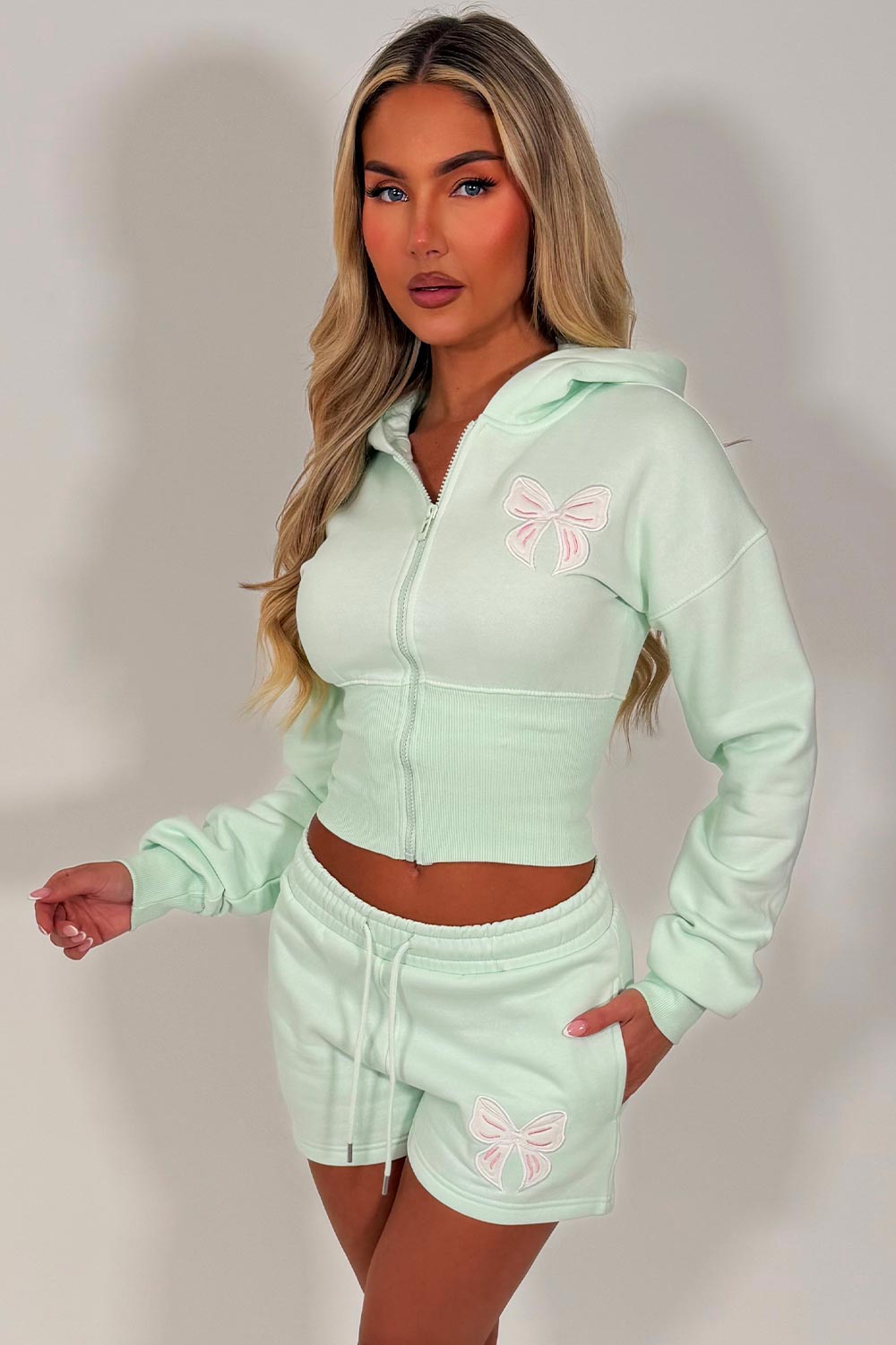 womens short tracksuit with bow detail airport outfit uk styledup tiktok