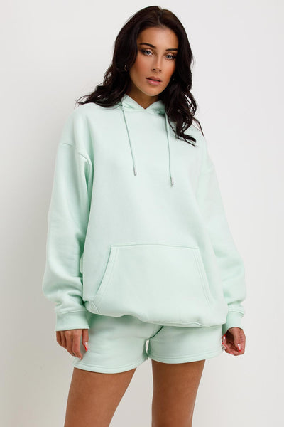 Women's Hoodie And Shorts Tracksuit Mint Loungewear Set