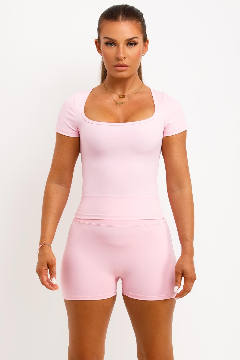 ruched scrunch bum shorts and square neck top two piece gym co ord womens lululemon uk