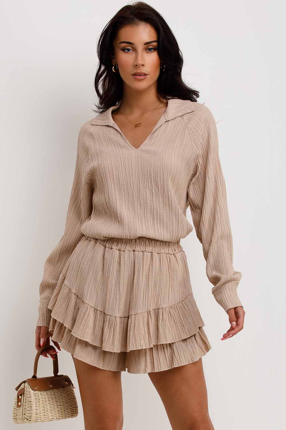 summer holiday top and frilly shorts two piece set summer holiday outfit