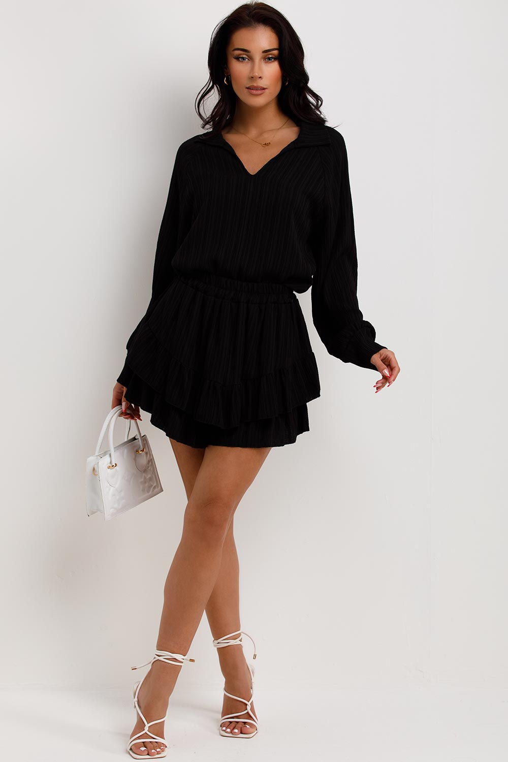 womens holiday top and shorts two piece set