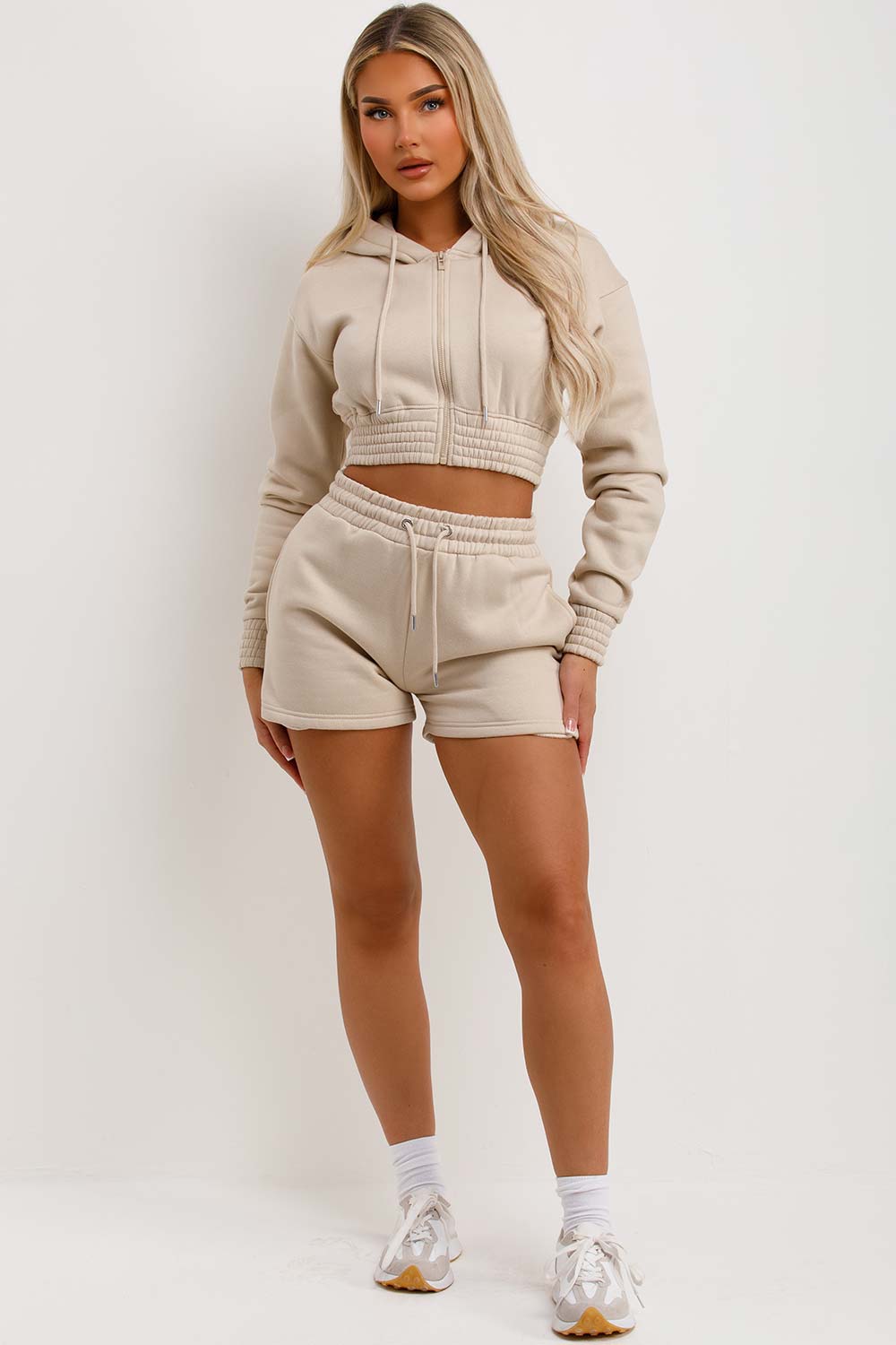 crop sweatshirt and shorts set tracksuit