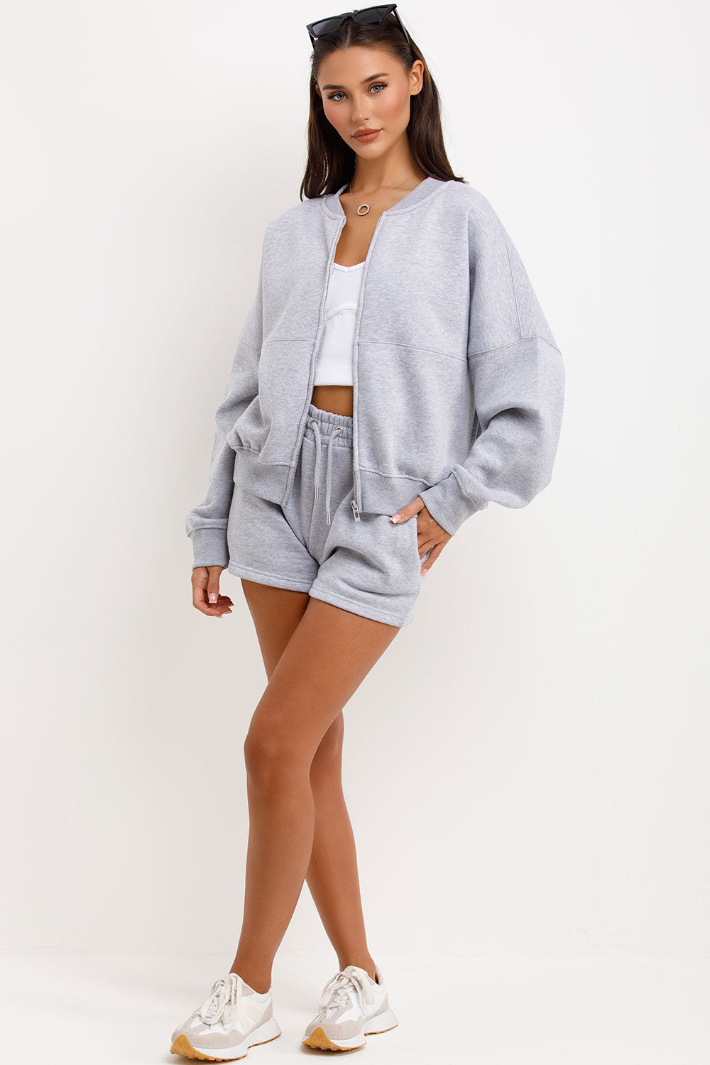 womens zara short tracksuit set airport outfit