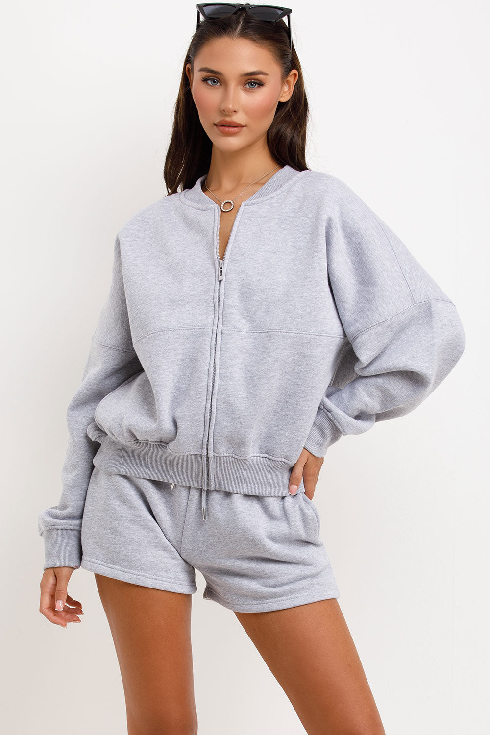 zara womens short tracksuit bomber jacket and short set