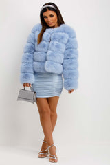 womens faux fur jacket beby blue