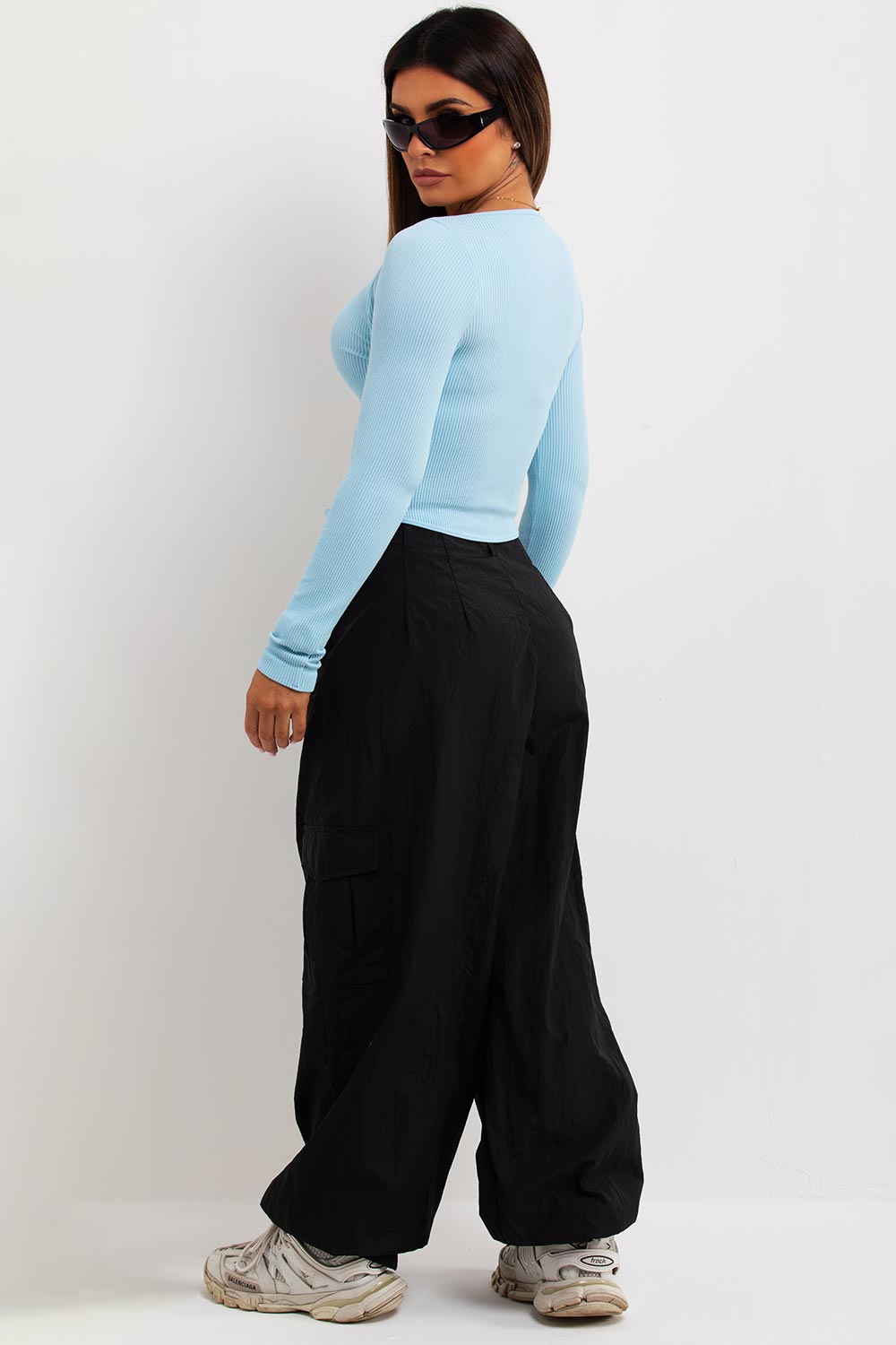 double zip ribbed contour long sleeve dip hem top pretty little things tops sale