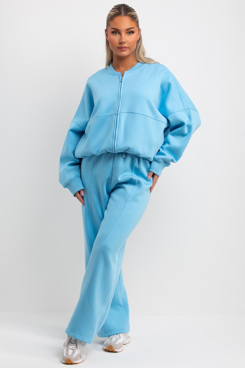 zara womens bomber sweatshirt and straight leg joggers loungewear set