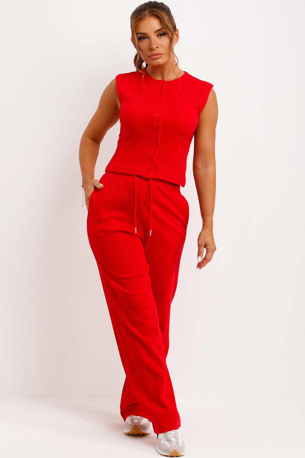 button up sleeveless top and trousers co ord set molly mae set styledup sale uk