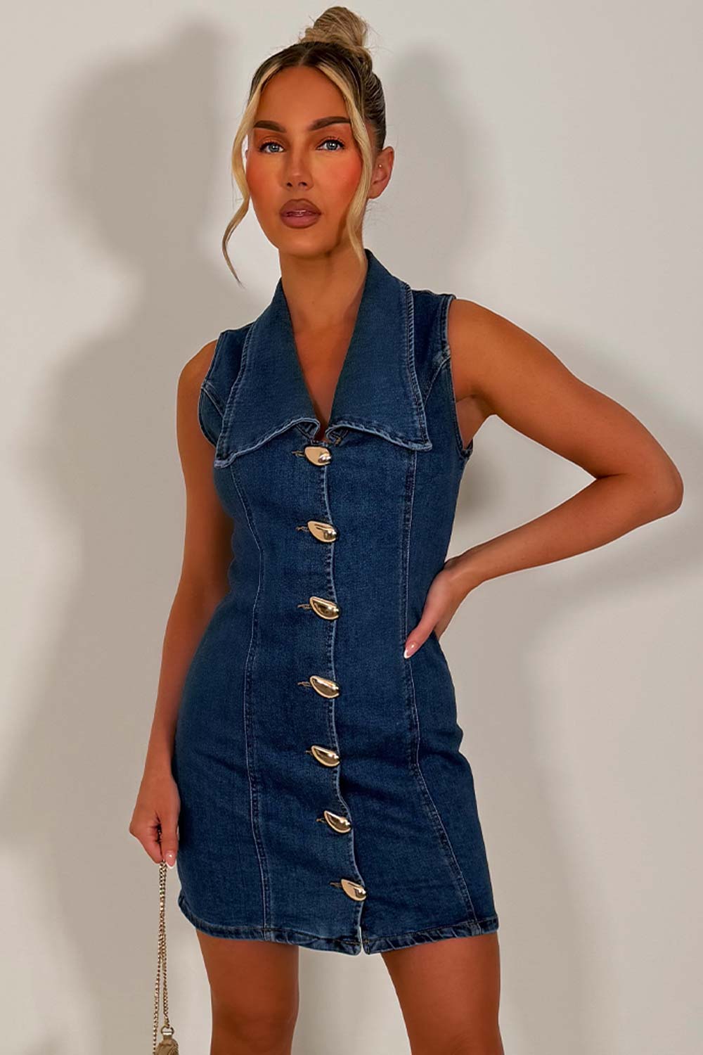 denim summer sleeveless dress styledup uk