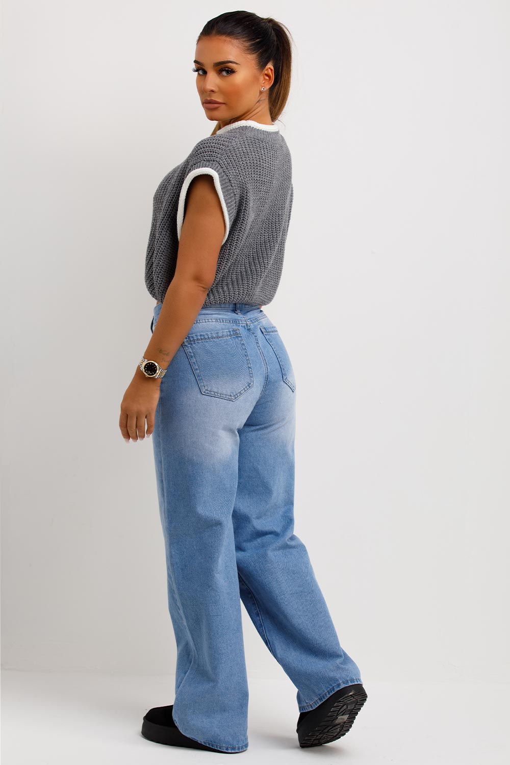 sleeveless knitted crop jumper