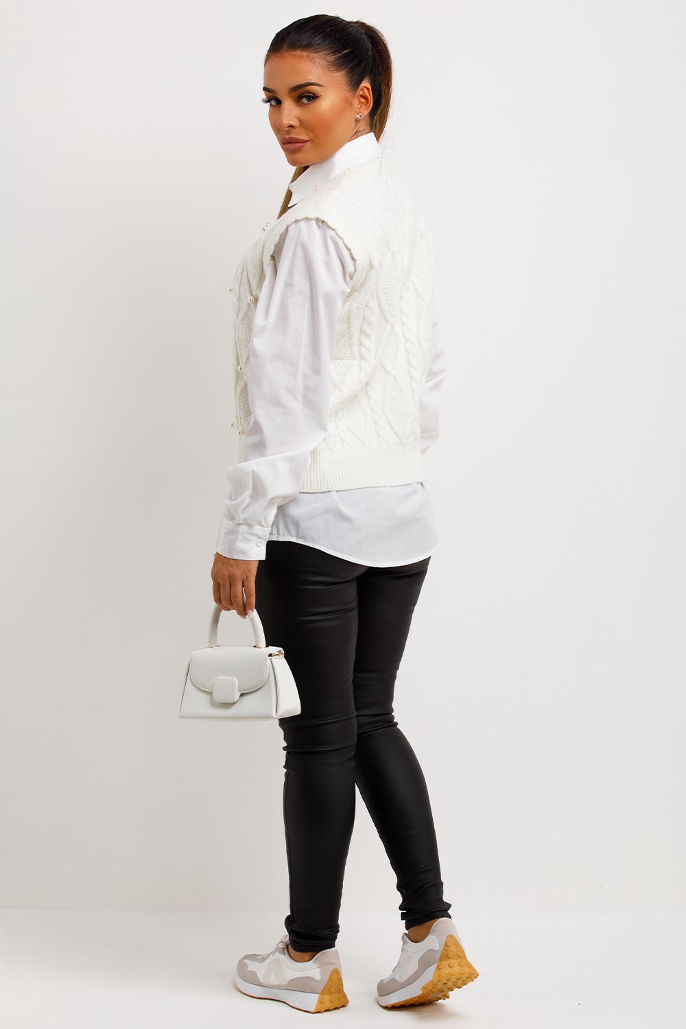 pearl detail jumper shirt womens
