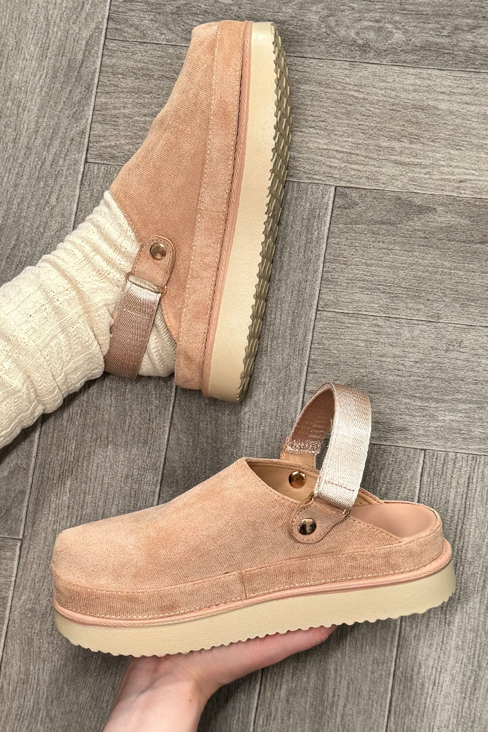 womens UGG Goldenstar platform slippers faux suede mule cloggs