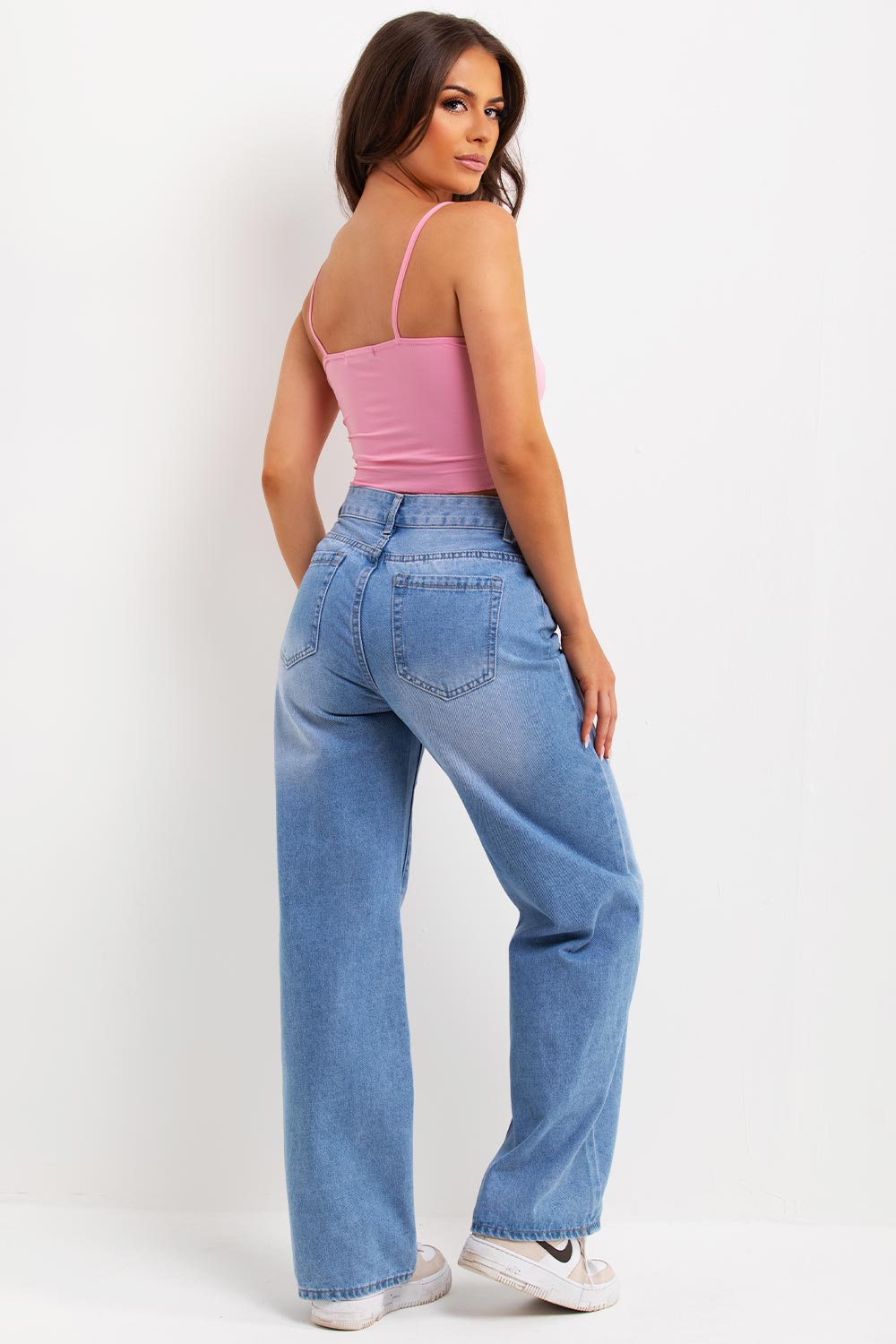 pink split front ring detail crop top