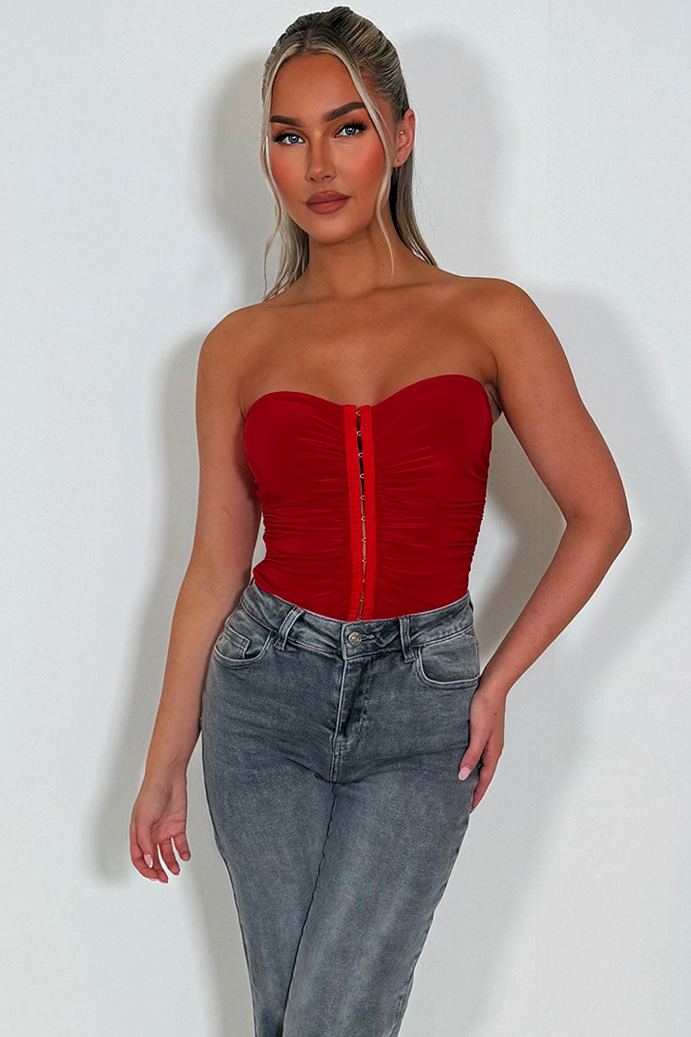 red hook and eye corset top