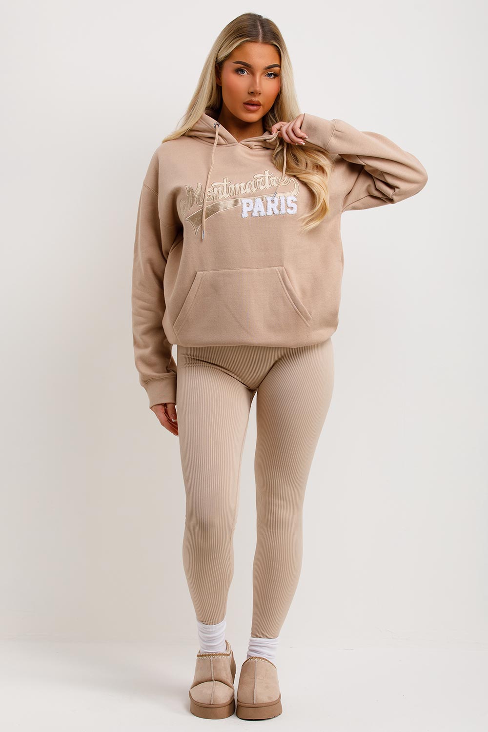 womens hoodie with montmartre paris embroidery