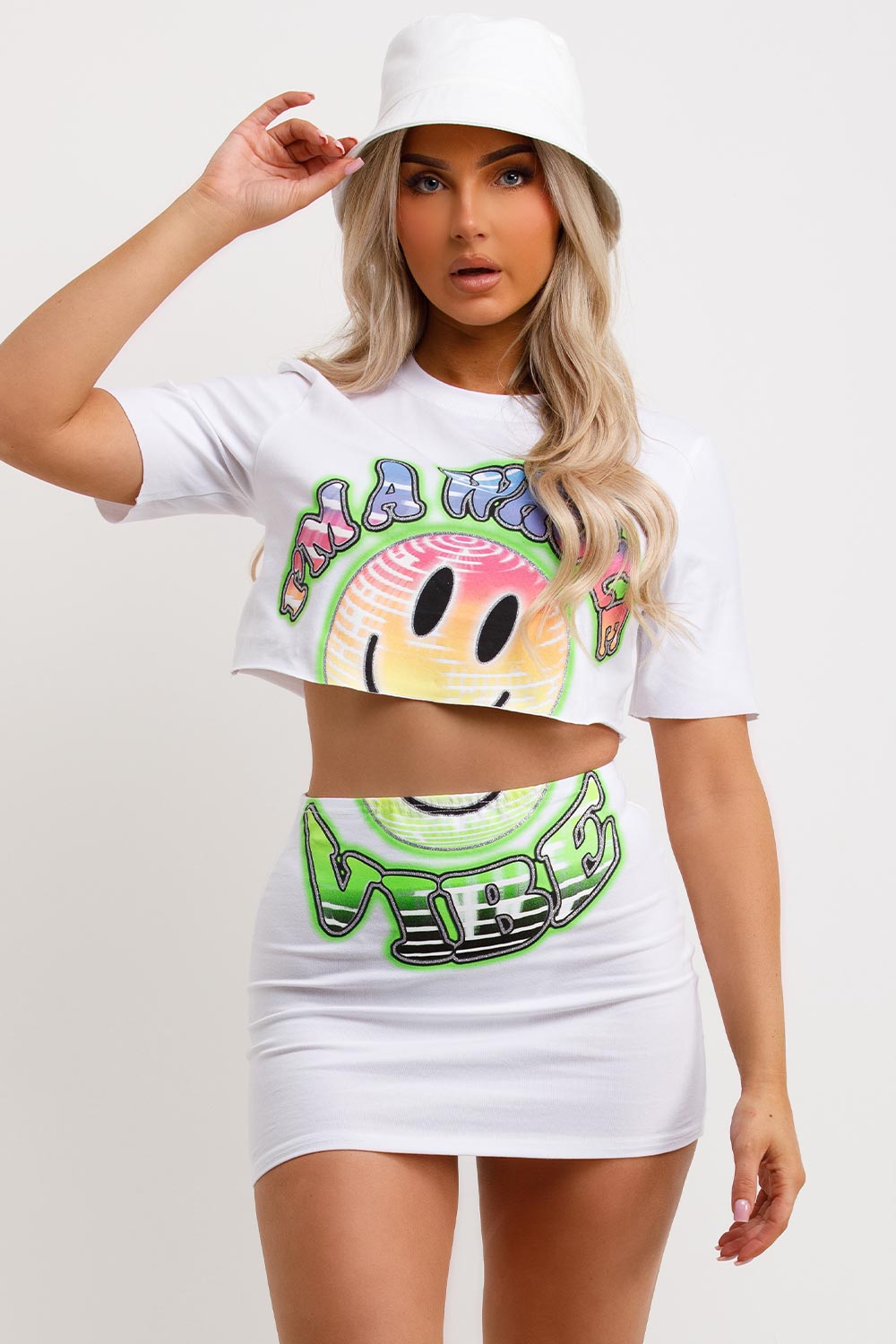 mini skirt and top co ord neon festival rave party outfit