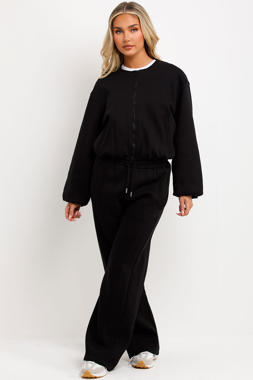 soft bomber jacket and joggers tracksuit co ord set