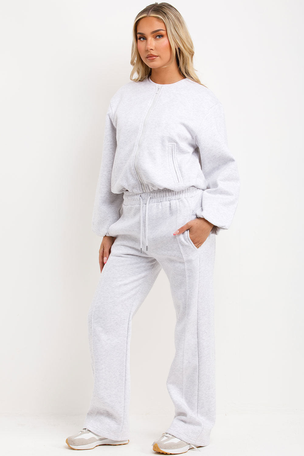 soft bomber jacket and seam detail joggers tracksuit set zara womens