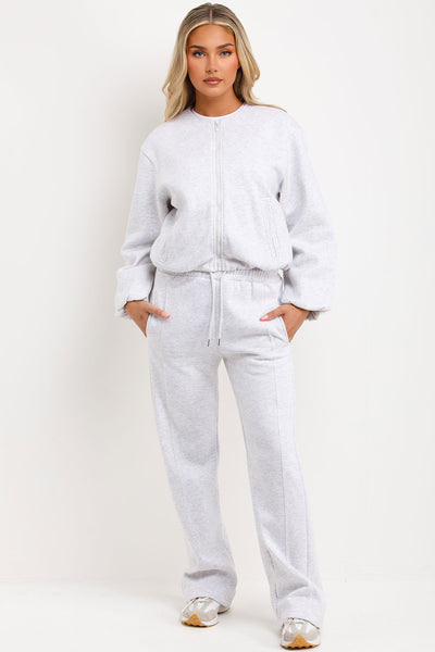 Camille steel grey bomber jacket and straight leg jogger loungewear main image 1