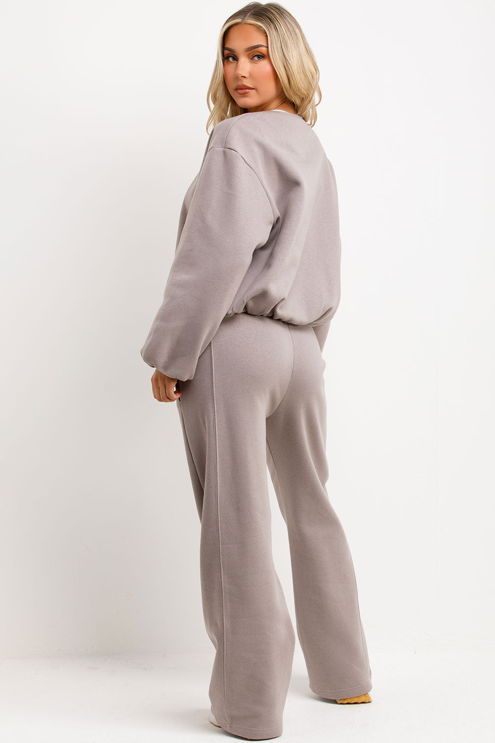 Soft Bomber Jacket And Jogger Tracksuit Set Dove Grey